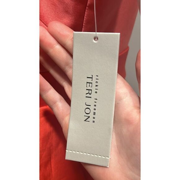 Teri Jon One Shoulder Colorblocked Satin Cocktail Dress Size 6 - Picture 12 of 13